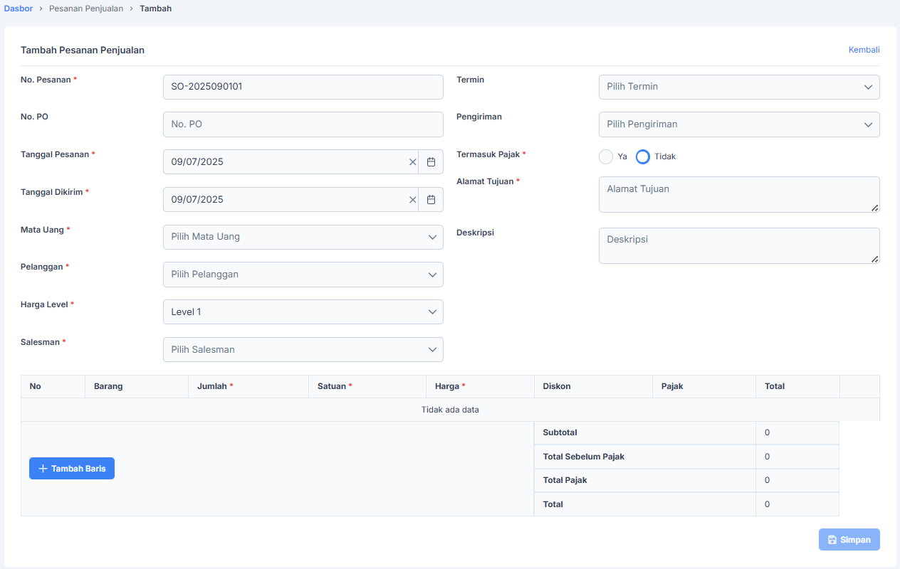 Catat Semua Detail Order