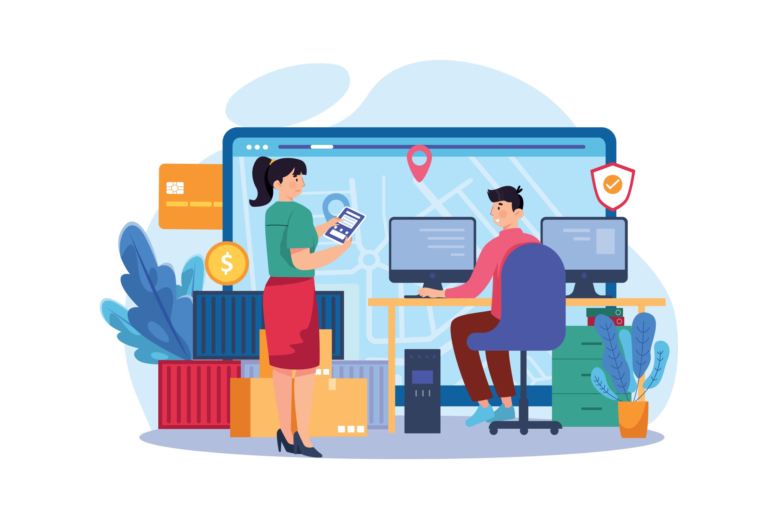 Online Cargo Illustration concept on white background