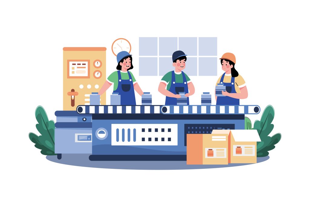 Workers Working In A Factory Illustration concept on white background